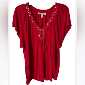 French Laundry women 18/20 -Red Dolman Sleeve Embellished Tunic